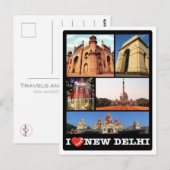 Carte Postale Inde - New Delhi - I Love - (Devant / Derrière)