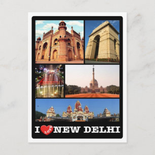 Carte Postale Inde - New Delhi - I Love -