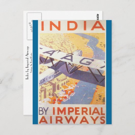 Carte Postale Inde par Imperial Airways (Devant / Derrière)