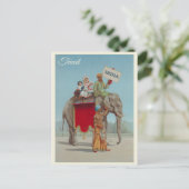Carte Postale Inde Vintage Elephant Travel (Debout devant)