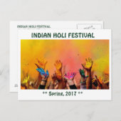 CARTE POSTALE INDIAN HOLI FESTIVAL (Devant / Derrière)