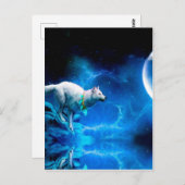 Carte Postale Indian wolf and the full moon (Devant / Derrière)