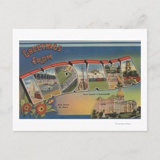 Carte Postale Indiana (Capitale d'État/Fleur) (Devant)
