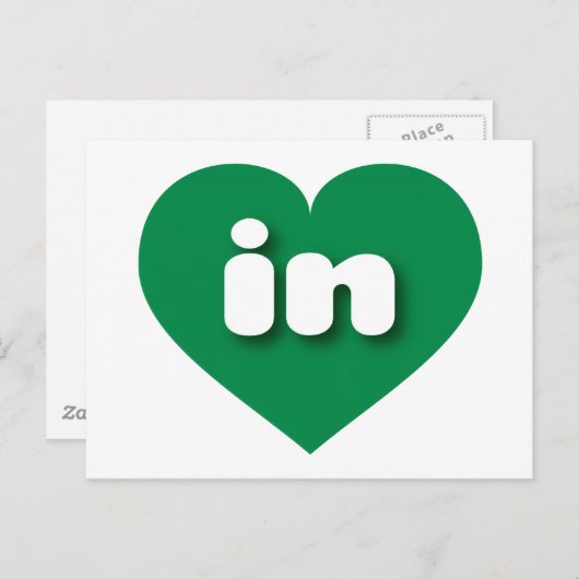 Carte Postale Indiana coeur vert - J'aime dans (Devant / Derrière)