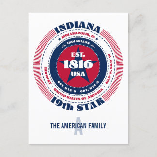 Carte Postale Indiana, Indianapolis, IN, Patriotique, Monogramme