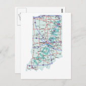 Carte postale Indiana Interstate Map (Devant / Derrière)