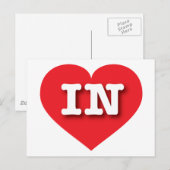 Carte Postale Indiana Red Heart - I love IN (Devant / Derrière)