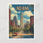 Carte Postale Indiana USA Art Vintage Illustration Voyage (Devant)