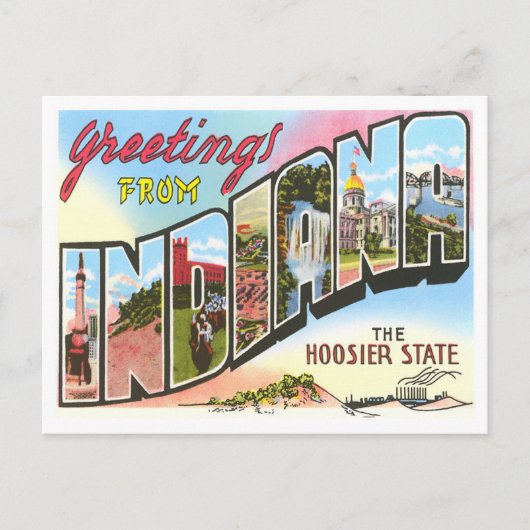 Carte postale Indiana Vintage Big Letters (Devant)