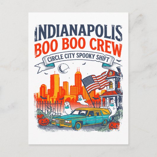 Carte Postale Indianapolis Circle City Spooky Shift Retro (Devant)