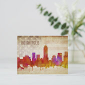 Carte Postale Indianapolis, IN | Aquarelle Ville Skyline (Debout devant)