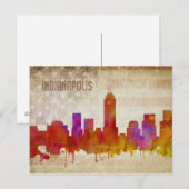 Carte Postale Indianapolis, IN | Aquarelle Ville Skyline (Devant / Derrière)