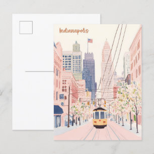 Carte Postale Indianapolis Indiana Gouache Illustration Voyage