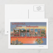 Carte Postale Indianapolis, Indiana - Scènes de grandes lettres (Devant / Derrière)