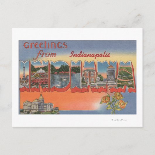 Carte Postale Indianapolis, Indiana - Scènes de grandes lettres (Devant)