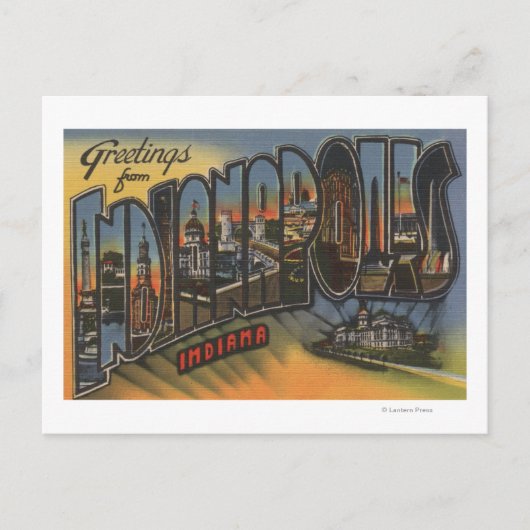Carte Postale Indianapolis, Indiana - Scènes de grandes lettres (Devant)