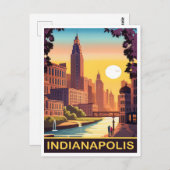 Carte Postale Indianapolis, White River, Indiana State, Voyage (Devant / Derrière)
