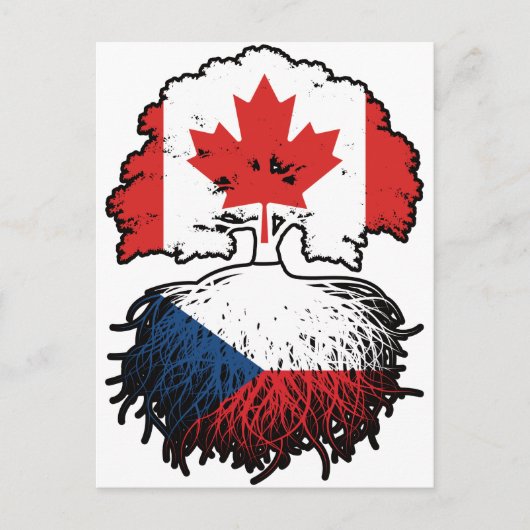 Carte Postale Indicateur canadien tchèque des racines de l'arbre (Devant)
