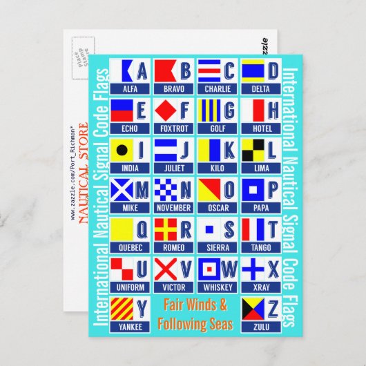 Carte Postale Indicateurs internationaux du code de signalisatio (Devant / Derrière)