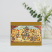 CARTE POSTALE INDIEN - PEINTURE DE LA PROCESSION DE MARIAGE AVEC (Debout devant)