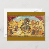 CARTE POSTALE INDIEN - PEINTURE DE LA PROCESSION DE MARIAGE AVEC (Devant / Derrière)