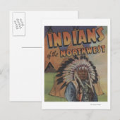 Carte Postale Indiens du Nord-Ouest - Indian Chief & Teepee (Devant / Derrière)
