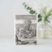 Carte Postale Indiens priant autour d'un feu, gravure (Debout devant)