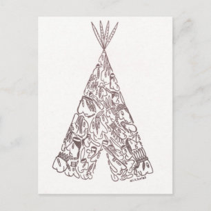 Carte Postale INDIENS - TEPEE - fait de petits Américains d'orig
