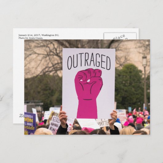 Carte postale indignée (Devant / Derrière)