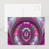Carte Postale INDIGO ~ Conception de fractale 3D ROSE ~ (Devant / Derrière)