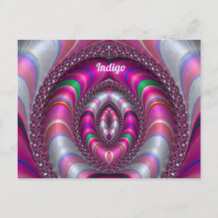 Carte Postale INDIGO ~ Conception de fractale 3D ROSE ~