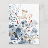 Indigo et ocre - fleurs d'aquarelle