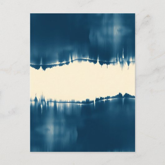 Carte Postale Indigo Shibori Abstrait Moderne Horizontal (Devant)