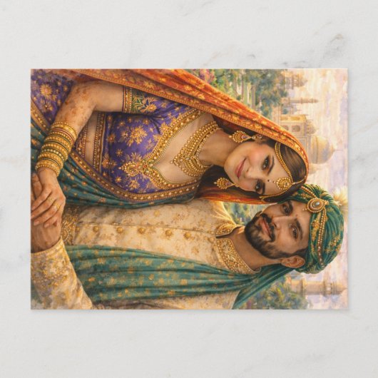 Carte Postale Indische Romantik Lila-Gold (Devant)