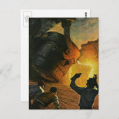 Carte Postale Industrie vintage, Fabrication d'acier (Devant / Derrière)