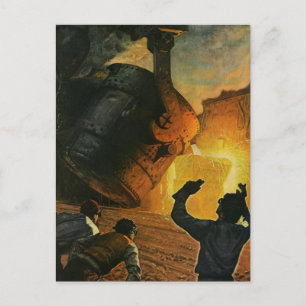 Carte Postale Industrie vintage, Fabrication d'acier