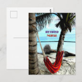 Carte Postale Infirmière à la retraite - Hamac à la plage (Devant / Derrière)