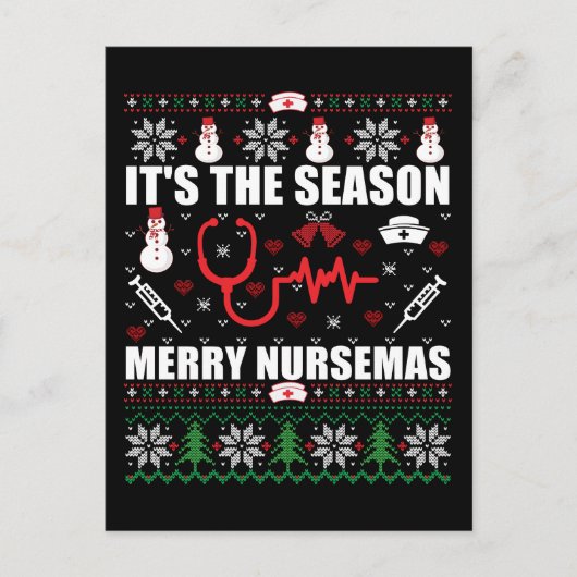 Carte Postale Infirmière à pull de Noël (Devant)