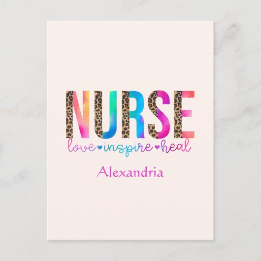 Carte Postale Infirmière - Aimer, Inspirer, Guérir (Devant)