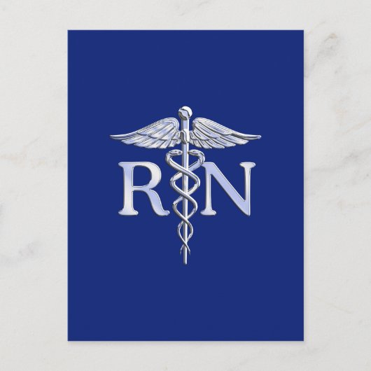 Carte Postale Infirmière autorisée RN Caduceus sur Décor bleu ma (Devant)