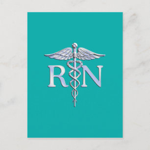 Carte Postale Infirmière autorisée RN Caduceus sur Turquoise