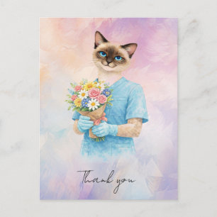 Carte Postale Infirmière aux fleurs de la part de l'équipe soign