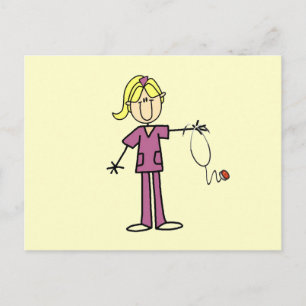 Carte Postale Infirmière blonde en bâtonnets féminins