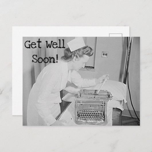 Carte postale Infirmière Bon rétablissement et mac (Devant / Derrière)