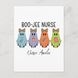Carte Postale Infirmière Boo-Jee Halloween Fantôme Nom Personnal