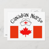 Carte Postale Infirmière canadienne (drapeau canadien) Infirmièr (Devant / Derrière)