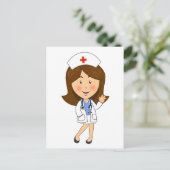 Carte Postale Infirmière caricaturale traditionnelle agitant (Debout devant)