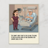 Carte Postale Infirmière confronte un patient grincheux : remett (Devant)