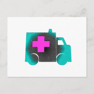 Carte Postale infirmière d'ambulance bleue croix emt docteur méd