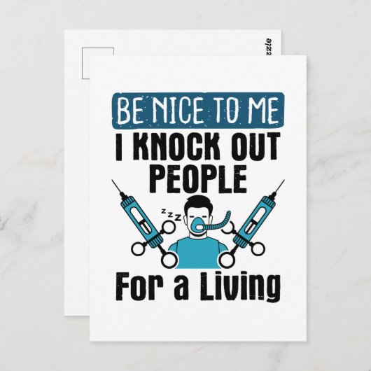 Carte Postale Infirmière de CRNA Anesthésiste anesthésiste (Devant / Derrière)